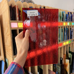 Red Transparent Textured Bullseye Fusible Sheet Glass Bullseye Glass 10.5x6.5in (BE-38645549)