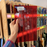 Red Transparent Textured Bullseye Fusible Sheet Glass Bullseye Glass 10.5x6.5in (BE-38645549)