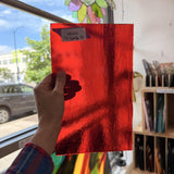Red Transparent Textured Bullseye Fusible Sheet Glass Bullseye Glass