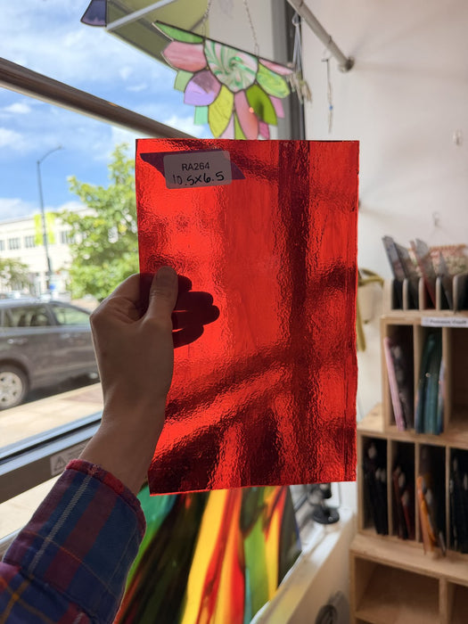 Red Transparent Textured Bullseye Fusible Sheet Glass Bullseye Glass