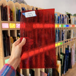 Red Transparent Textured Bullseye Fusible Sheet Glass Bullseye Glass 11x6.5in (BE-38678317)