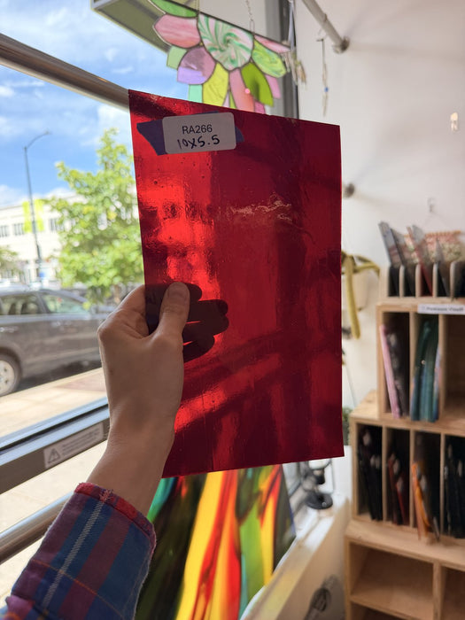 Red Transparent Kokomo Sheet Glass Kokomo Glass RA266 (10x5.5in)