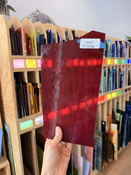 Red Transparent Kokomo Sheet Glass Kokomo Glass RA267 (10.5x6in)
