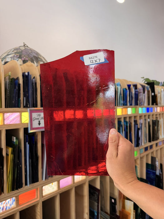 Red Transparent Kokomo Sheet Glass Kokomo Glass RA276 (12x7in)