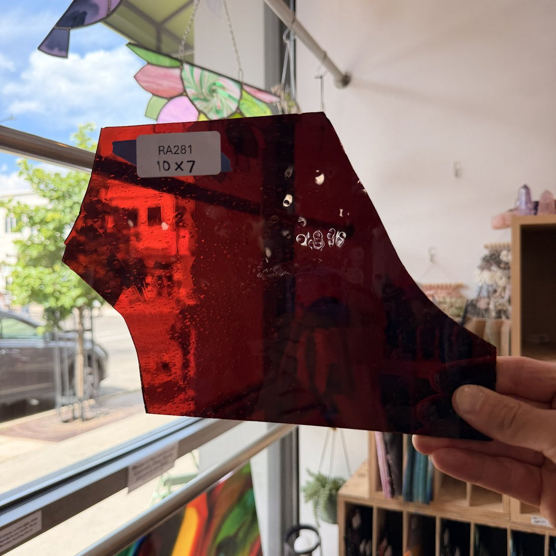 Red Mouth Blown Transparent Antique Sheet Glass Mouth Blown Glass Default Title