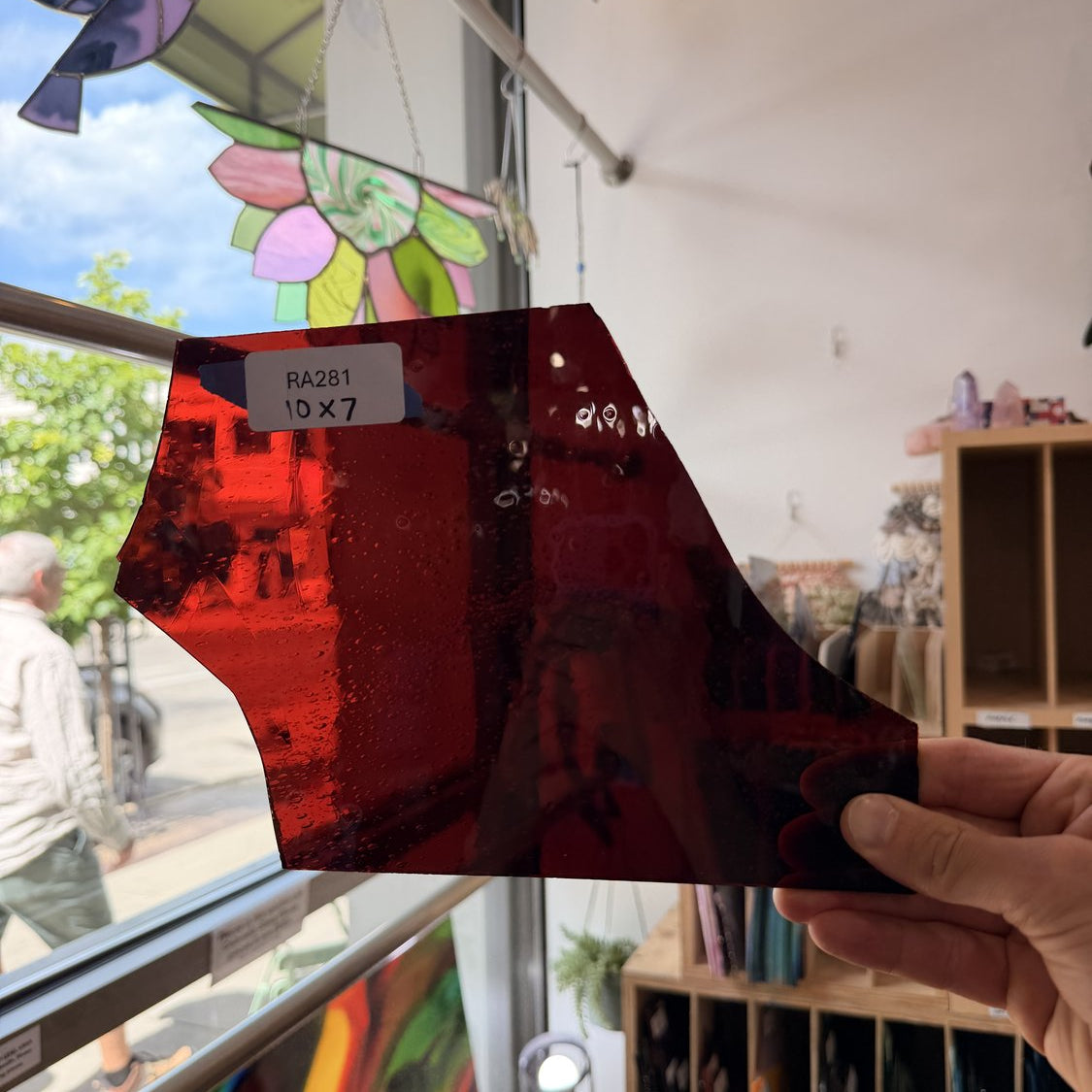 Red Mouth Blown Transparent Antique Sheet Glass Mouth Blown Glass