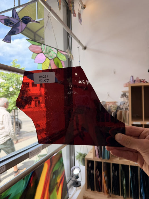 Red Mouth Blown Transparent Antique Sheet Glass Mouth Blown Glass