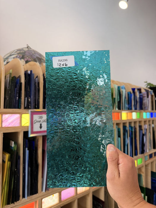 Caribbean Blue Florentine Sheet Glass Colorado Glassworks RA296 (12x6in)