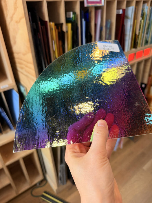 Rainbow 2 Dichroic Bullseye (Scratched) Fusible Sheet Glass Bullseye Glass Default Title