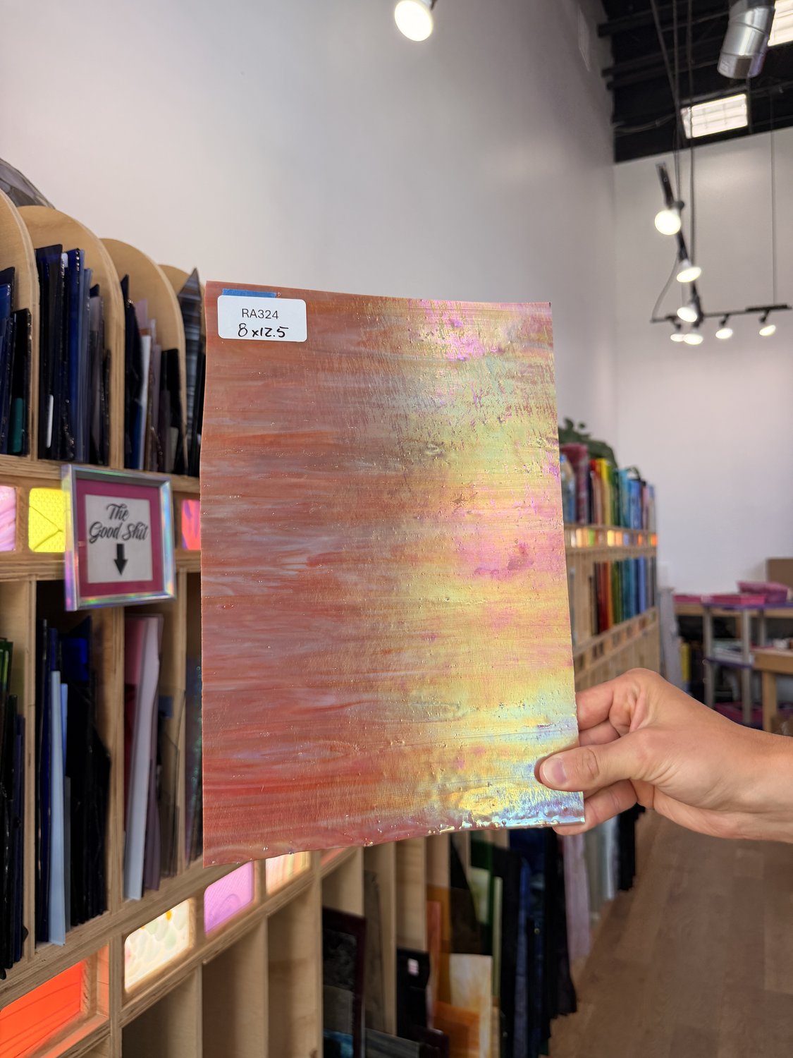Iridescent Choice Orange Terracotta Sheet Glass Colorado Glassworks RA324 (8x12.5in)