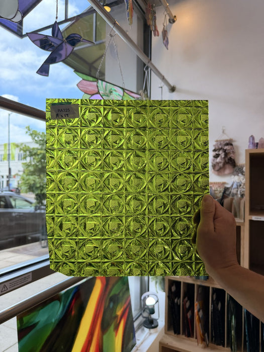 Lime Green Whitney Rosebud Kokomo Sheet Glass Kokomo Glass RA325 (11x12in)