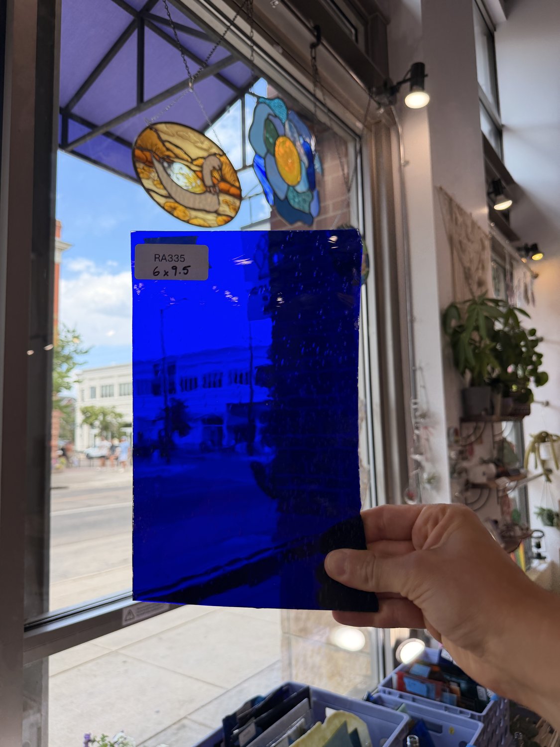 Dark Blue on Clear Mouthblown Antique Sheet Glass Mouth Blown Glass Default Title