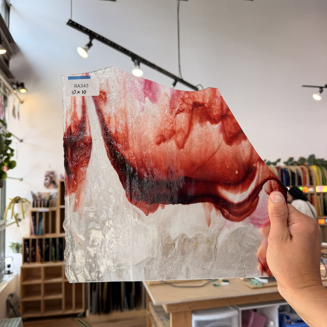 White Pink Red Stipple Youghiogheny Sheet Glass Youghiogheny Glass