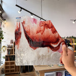 White Pink Red Stipple Youghiogheny Sheet Glass Youghiogheny Glass