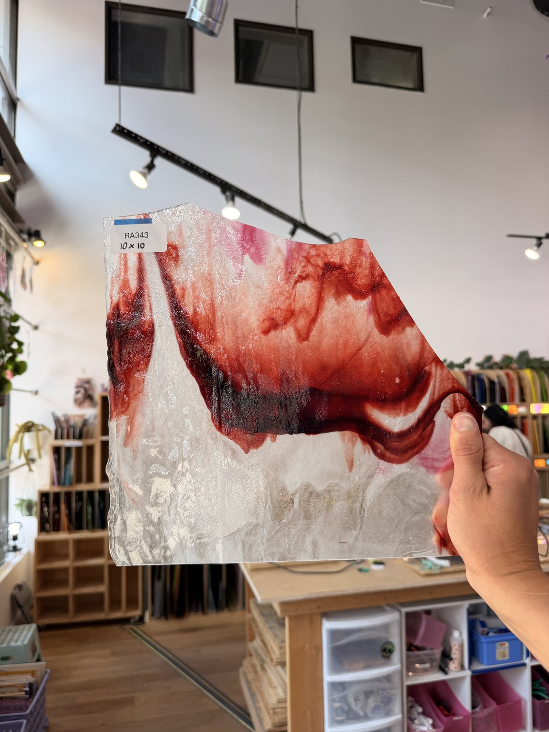 White Pink Red Stipple Youghiogheny Sheet Glass Youghiogheny Glass
