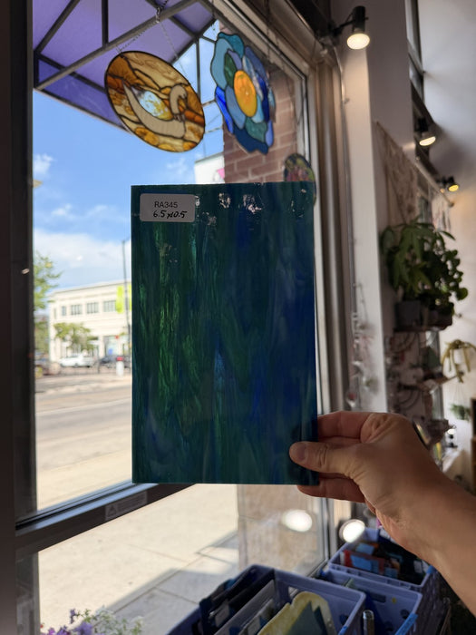 Green Blue Wispy Armstrong Sheet Glass Armstrong Glass RA345 (6.5x10.5in)