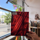 Red Pink Swirl on Clear Lamberts Flash Glass Sheet Glass Lamberts Glass