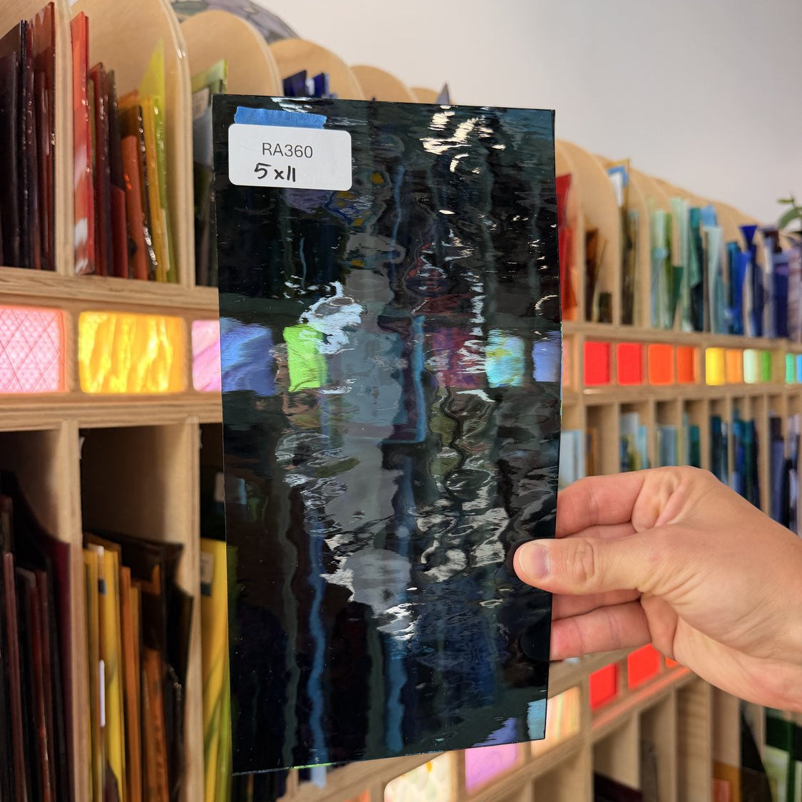 Steel Blue Waterglass Oceanside Fusible 96 COE Fusible Sheet Glass Oceanside Glass Default Title