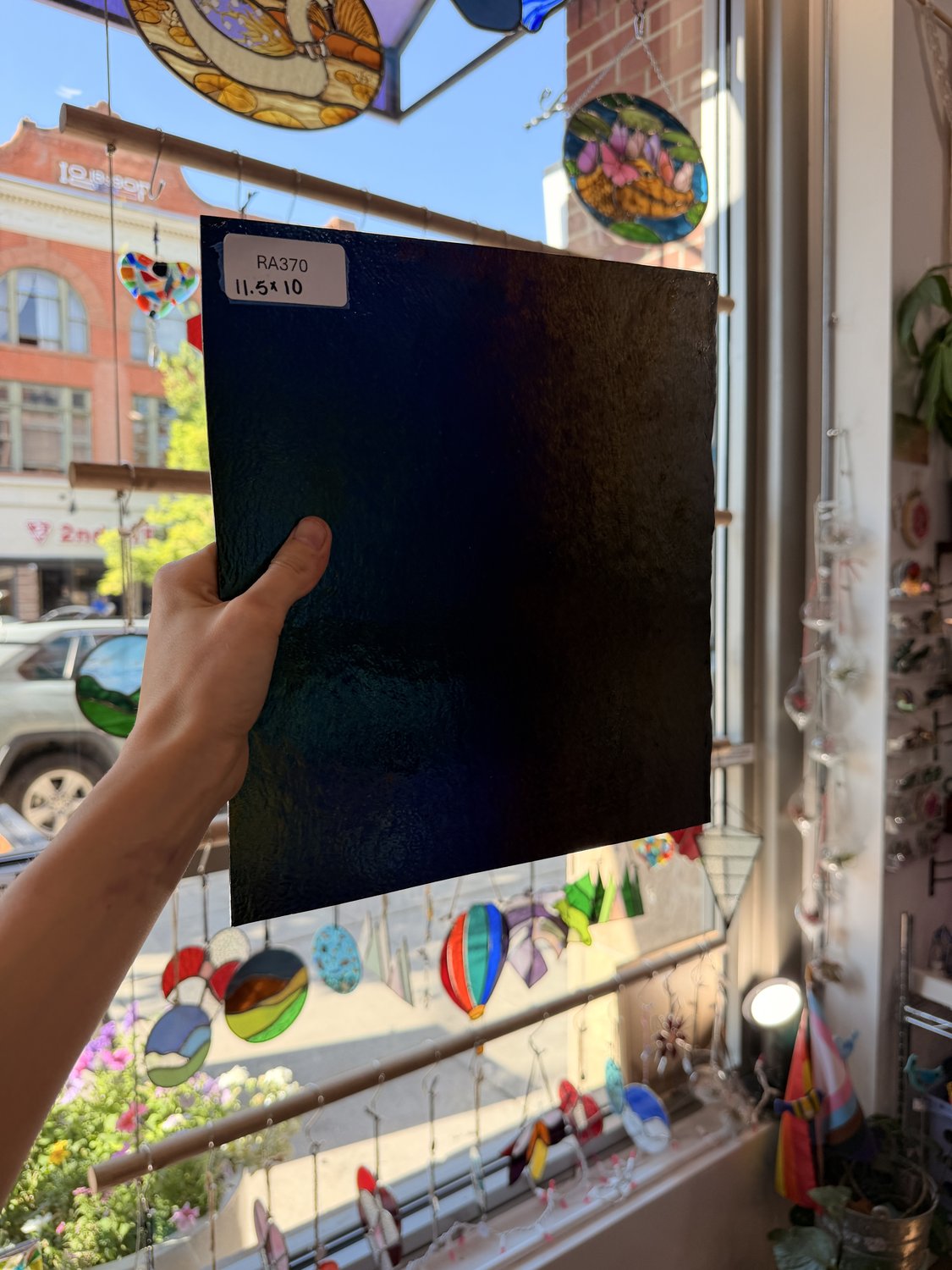 Black Solid Iridescent Bullseye 90 COE Fusible Sheet Glass