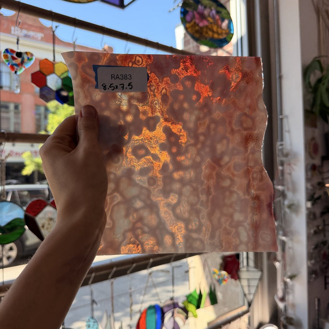Coral Red Mottled Sheet Glass