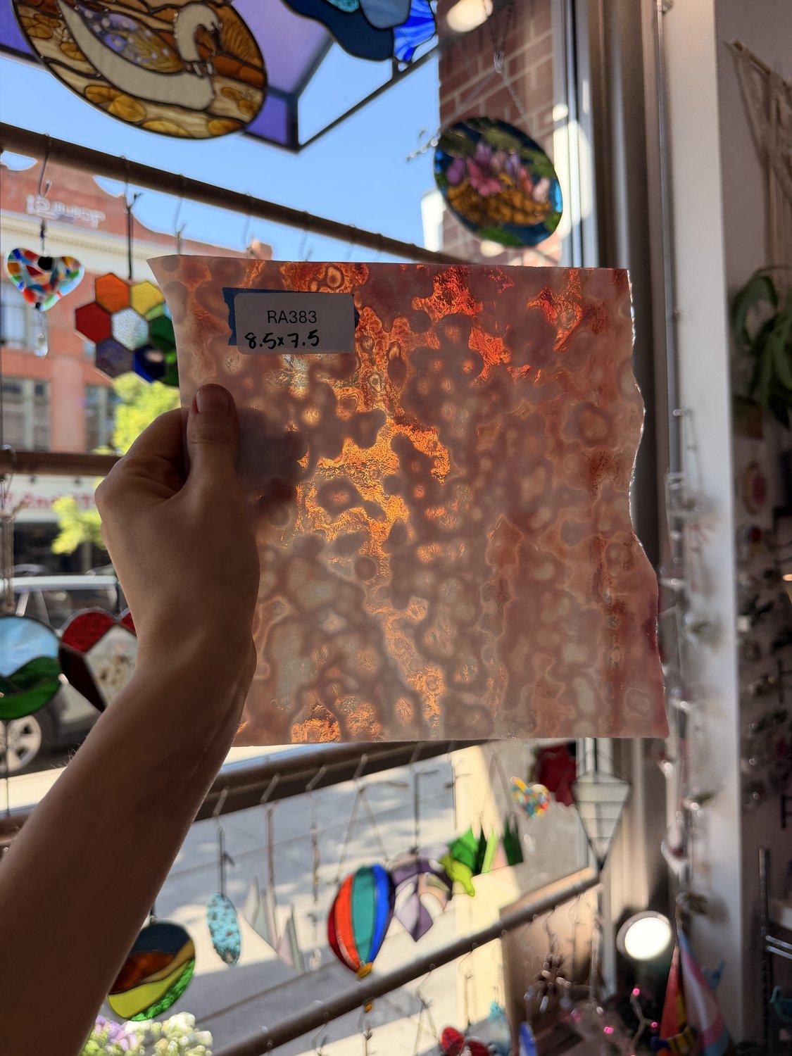 Coral Red Mottled Sheet Glass