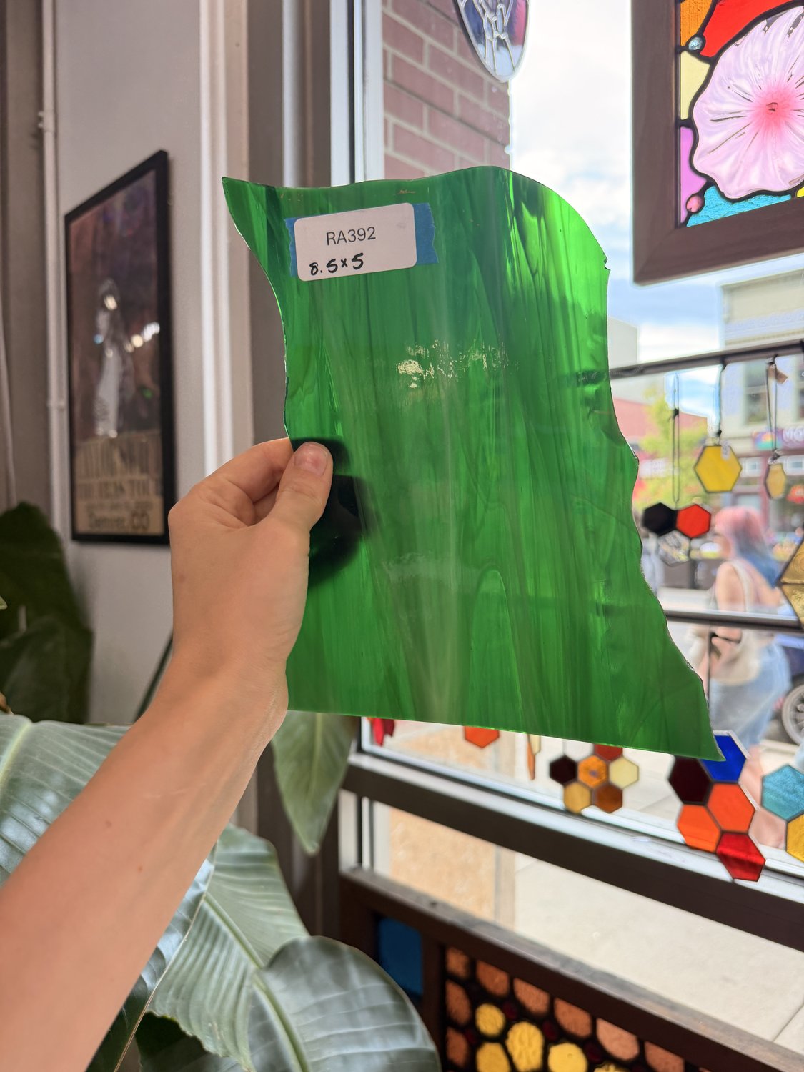 Dark Green Wispy Spectrum Sheet Glass