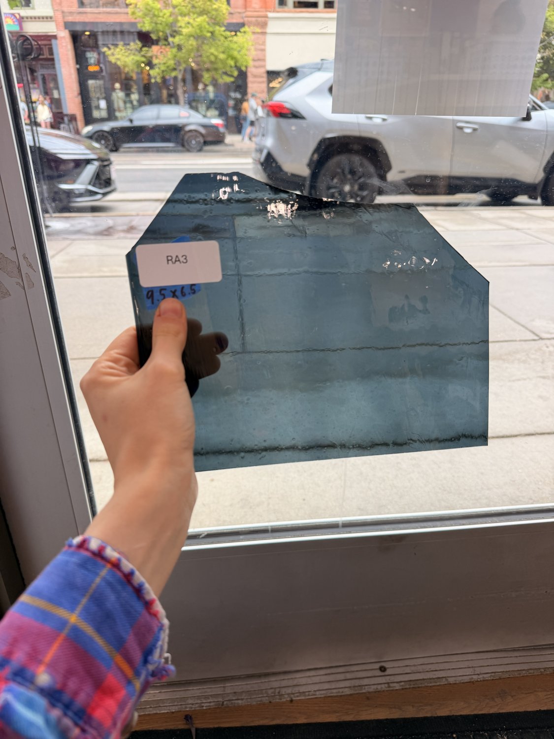 Dark Gray Green Mouth Blown Transparent Sheet Glass – RA3