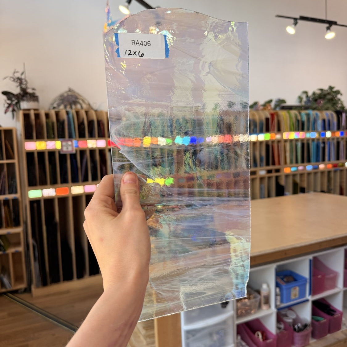 Clear White Wispy Rare Vintage Spectrum Iridescent Sheet Glass
