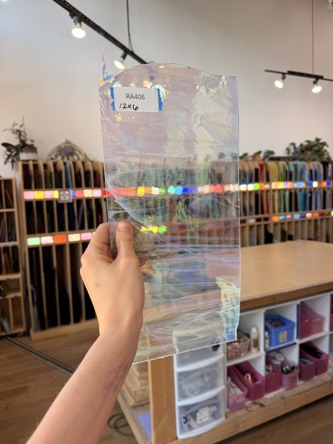 Clear White Wispy Rare Vintage Spectrum Iridescent Sheet Glass