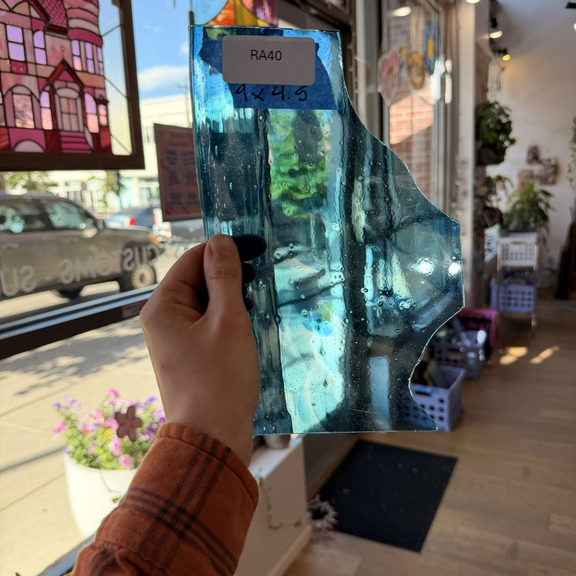 Tropical Blue Mouthblown Transparent Sheet Glass Mouth Blown Glass