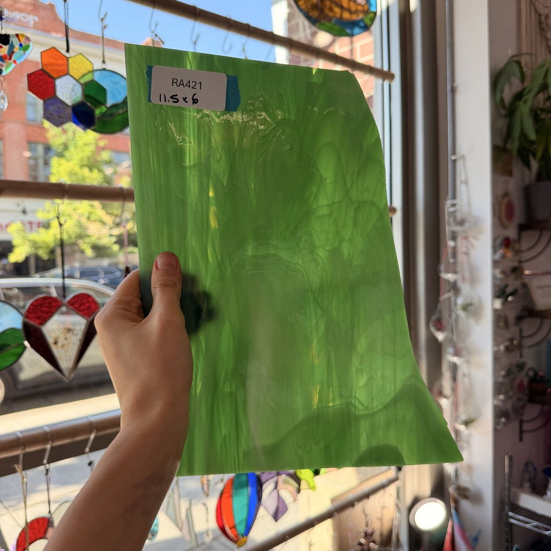 Light Green White Wispy Spectrum Sheet Glass