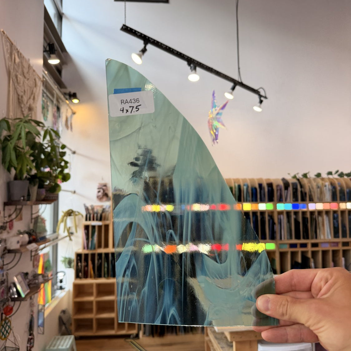 Sea Green Wispy Spectrum Sheet Glass Spectrum Glass