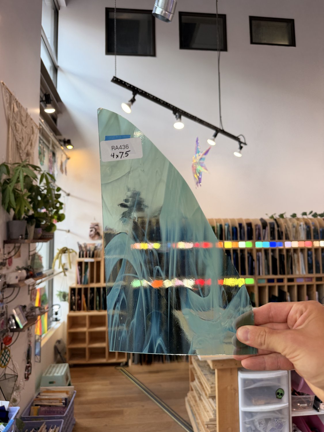 Sea Green Wispy Spectrum Sheet Glass Spectrum Glass