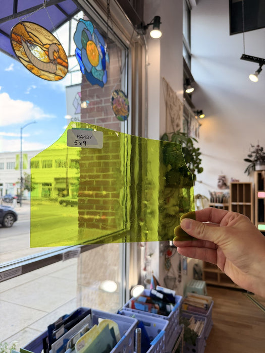 Lime Green Mouthblown Krosnos Sheet Glass Mouth Blown Glass