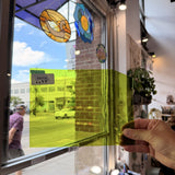 Lime Green Mouthblown Krosnos Sheet Glass Mouth Blown Glass RA438 (6x9.5in)