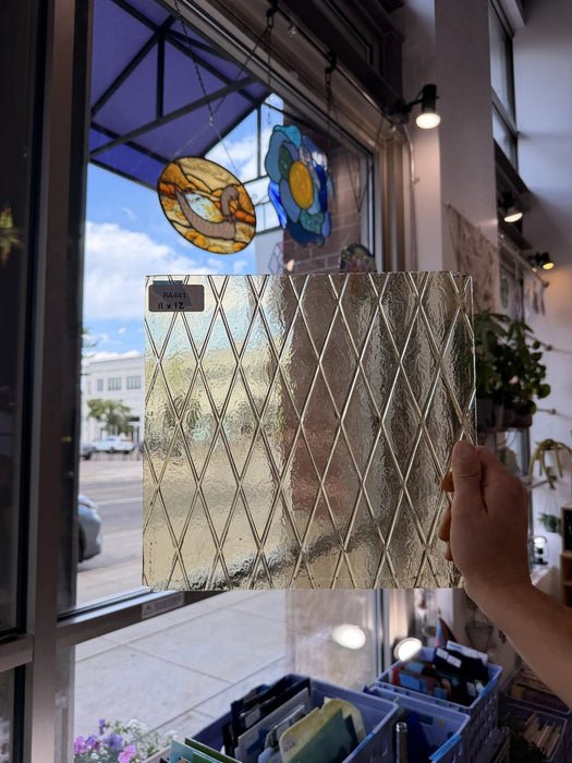 Vintage 70s Pale Amber Cross Hatch Sheet Glass Colorado Glassworks