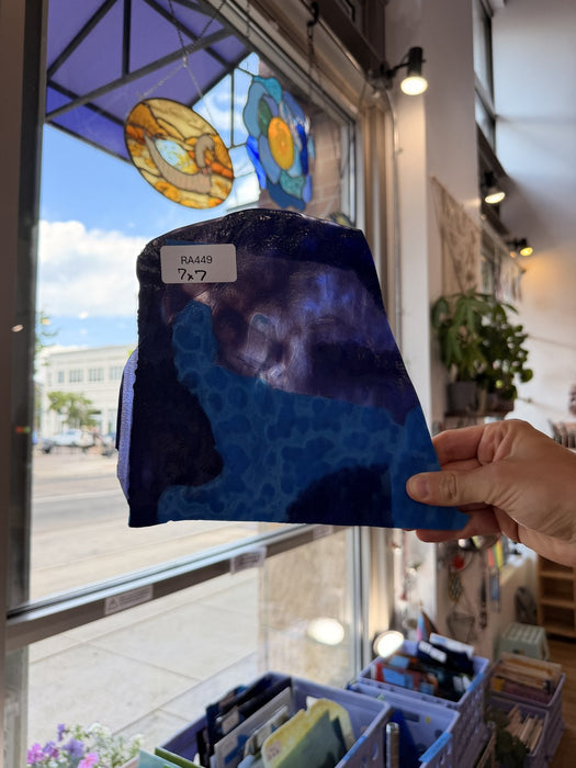 Purple Blue Mixed Mottled Sheet Glass Colorado Glassworks RA449 (7x7in)