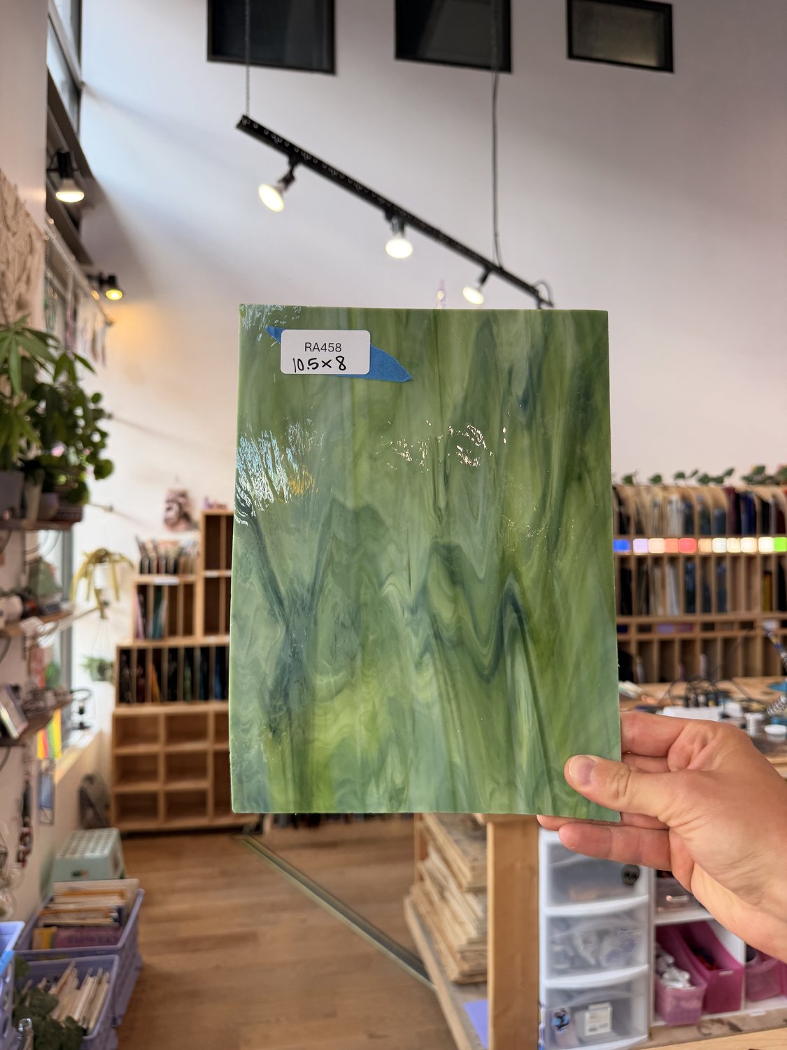 Green Mixed Wispy Spectrum Sheet Glass Spectrum Glass Default Title