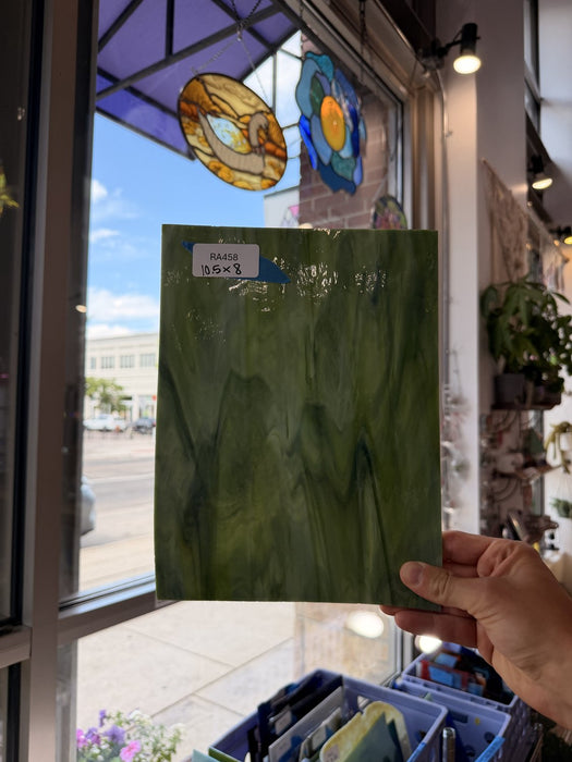 Green Mixed Wispy Spectrum Sheet Glass Spectrum Glass