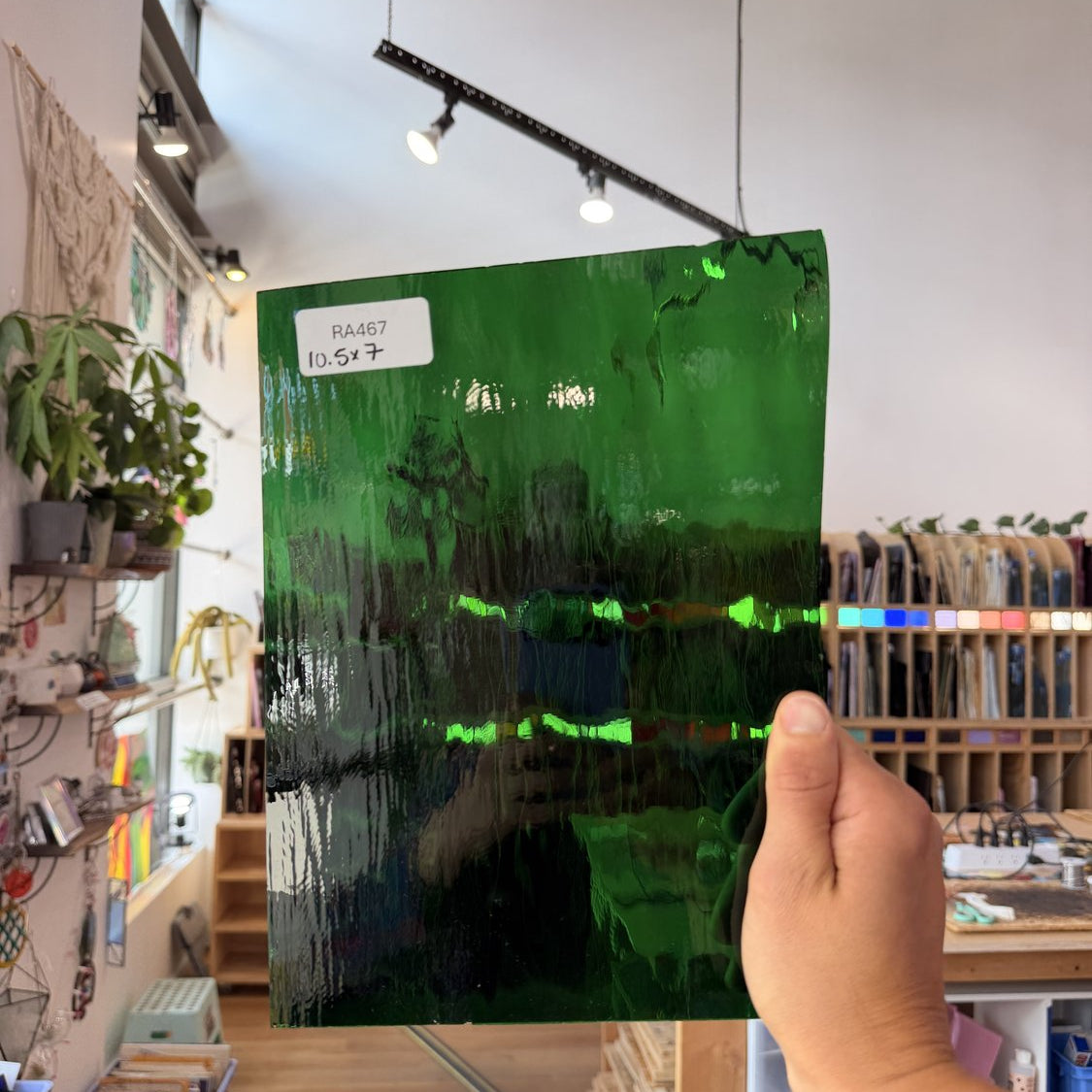 Vintage Dark Green Waterglass Sheet Glass Colorado Glassworks