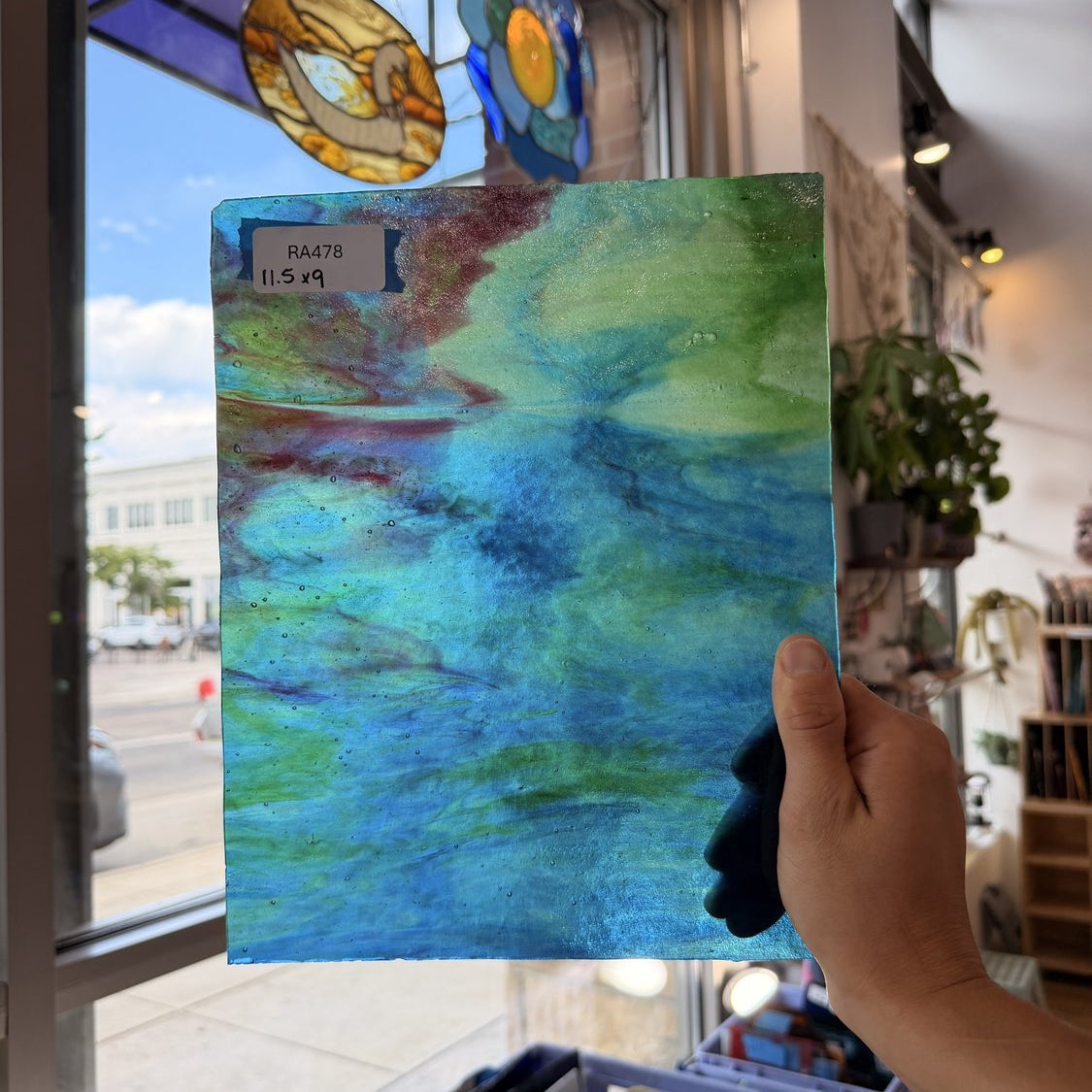 Multicolor Mixed Stipple Youghiogheny Sheet Glass Youghiogheny Glass