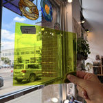 Mouthblown Lime Green Antique Sheet Glass Mouth Blown Glass RA491 (7x8in)