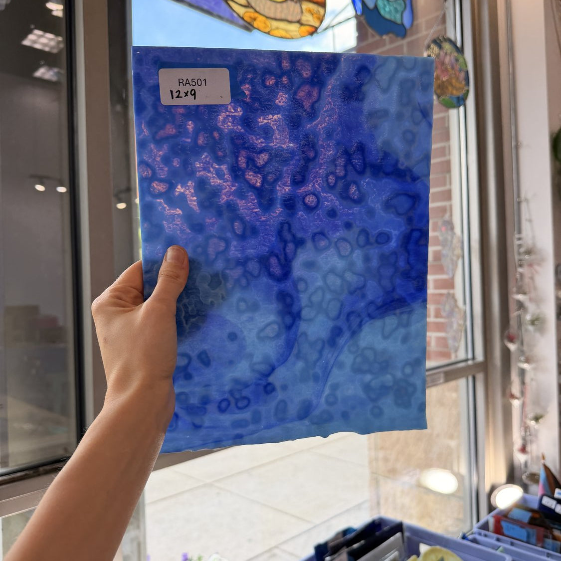 Robins Egg Blue Mottled Uroboros Fusible Sheet Glass Uroboros Glass