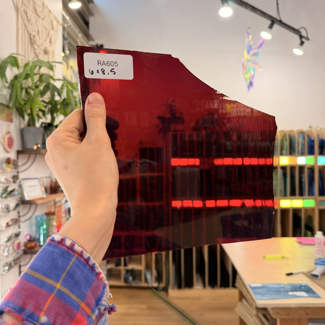 Red on Clear Flash Glass Mouthblown Sheet Glass