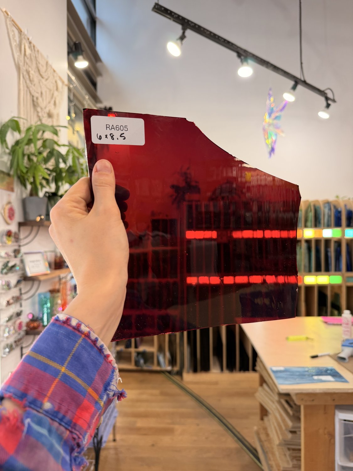 Red on Clear Flash Glass Mouthblown Sheet Glass – RA605