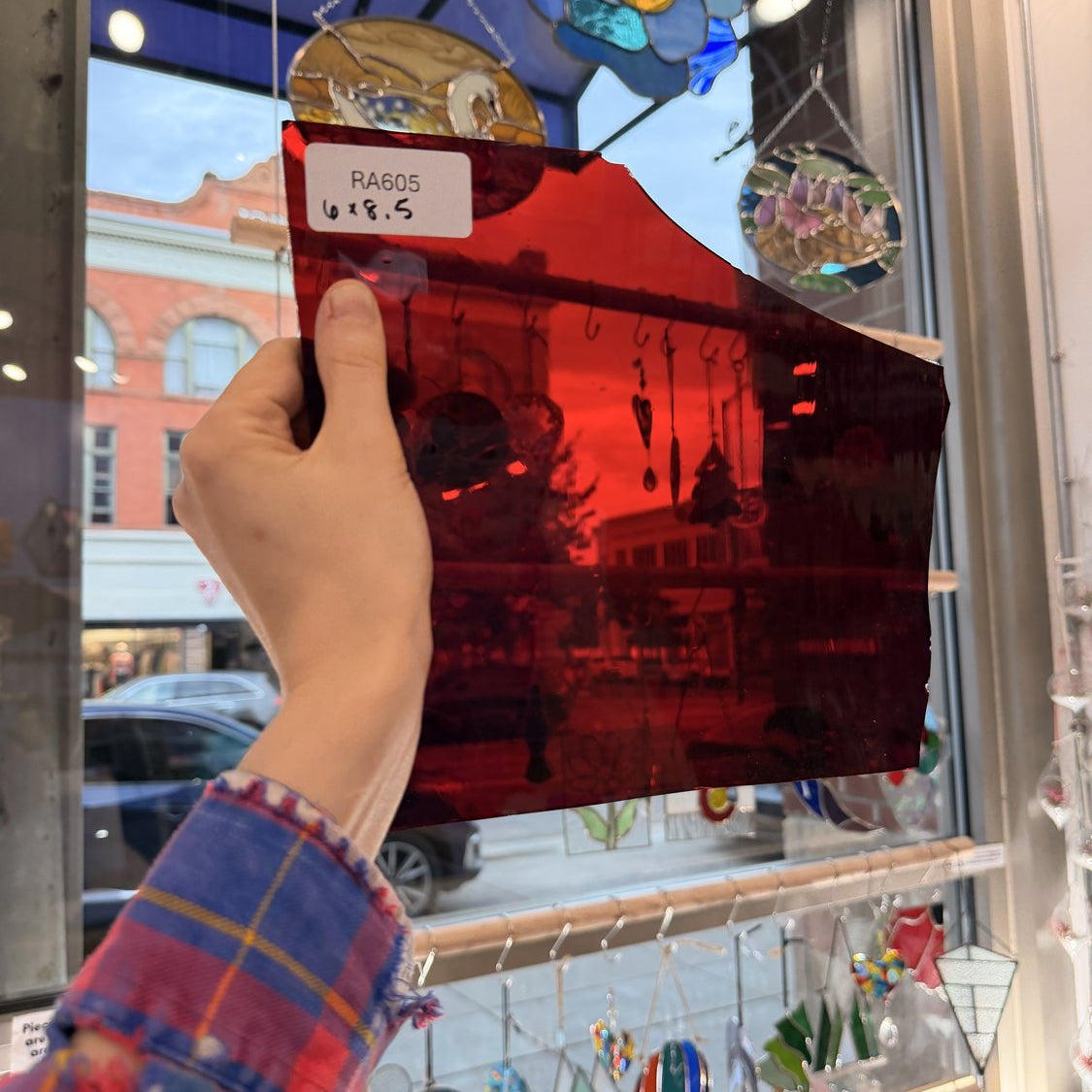 Red on Clear Flash Glass Mouthblown Sheet Glass