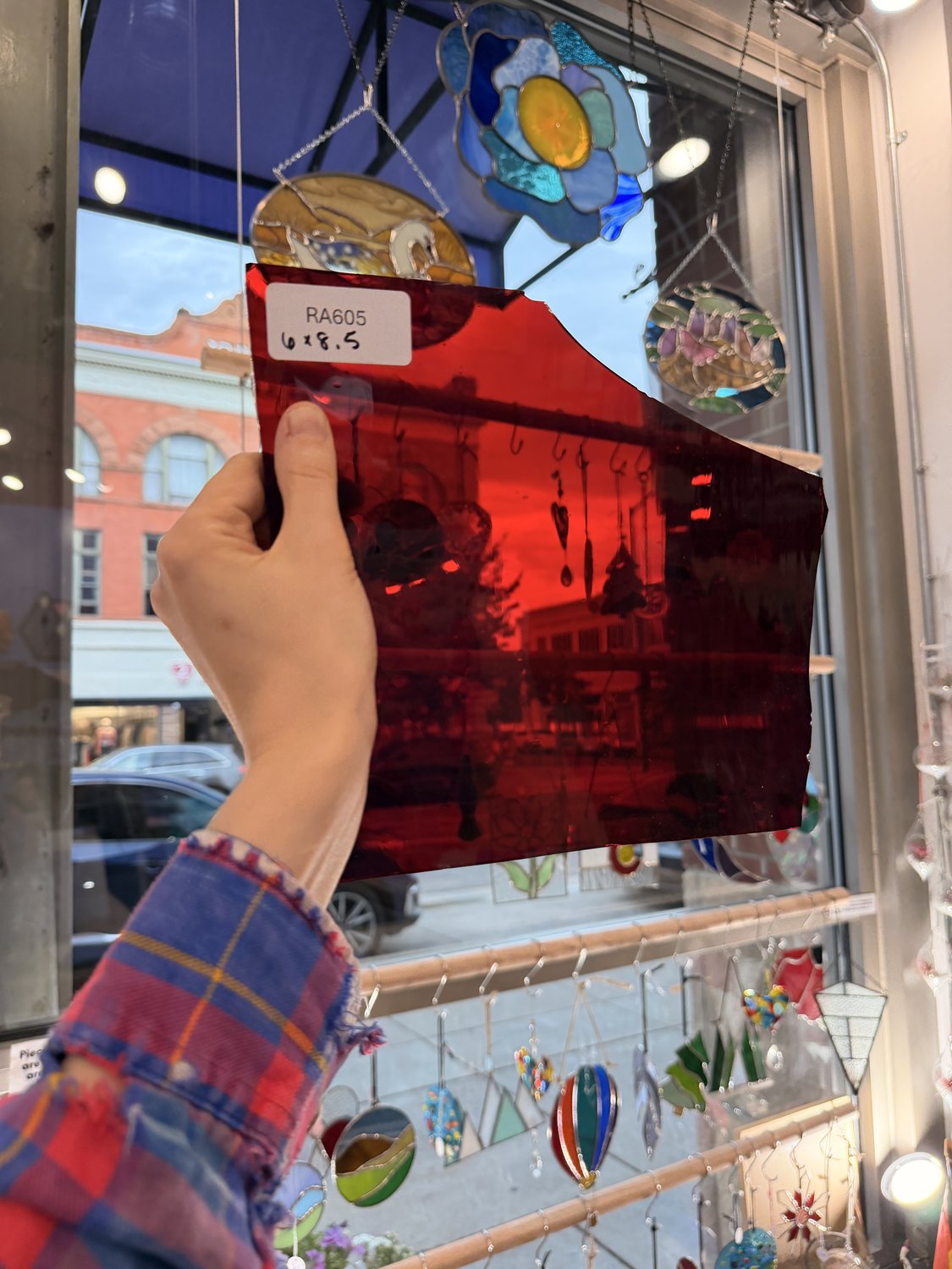 Red on Clear Flash Glass Mouthblown Sheet Glass – RA605