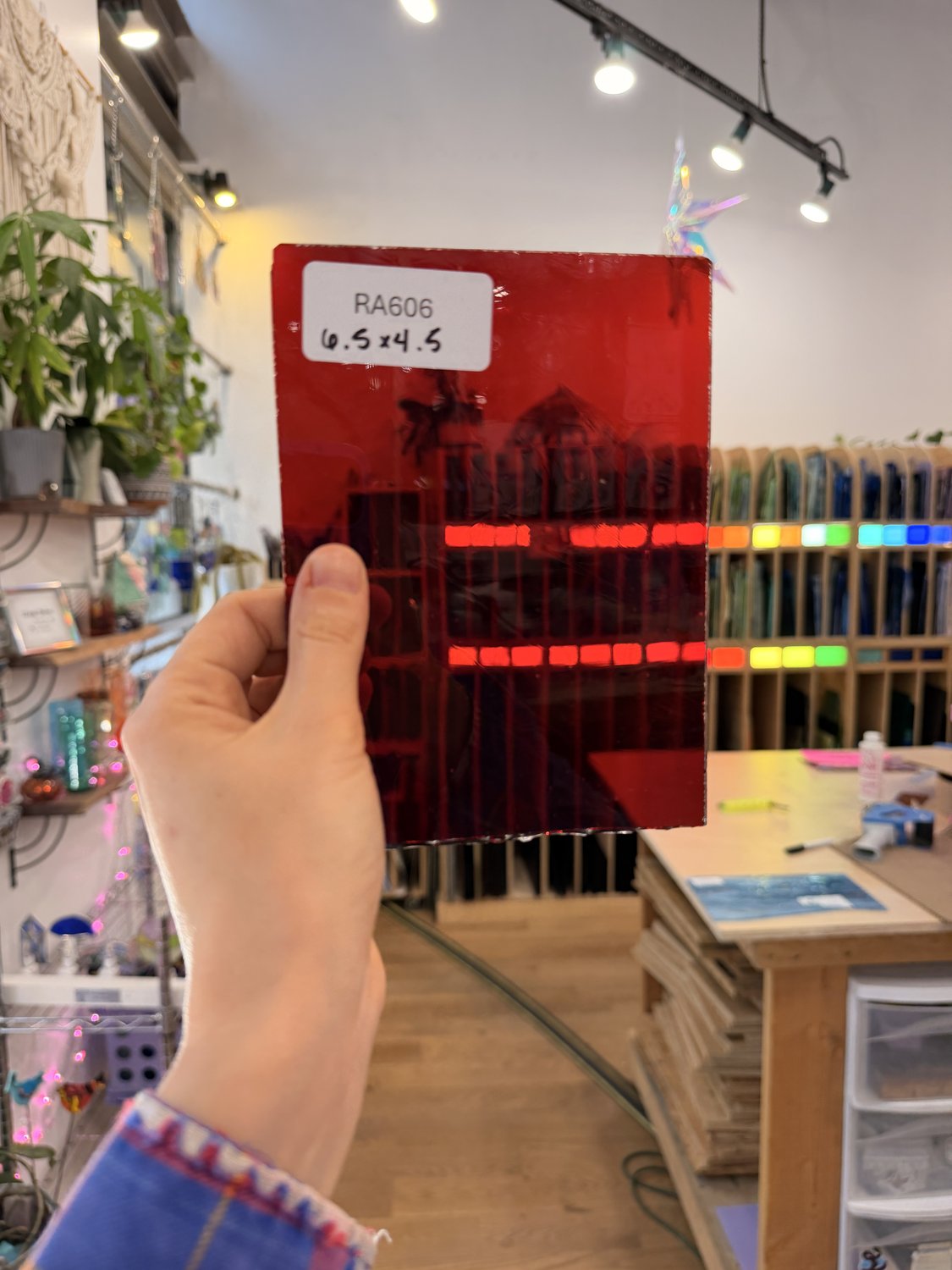 Red on Clear Flash Glass Mouthblown Sheet Glass – RA606
