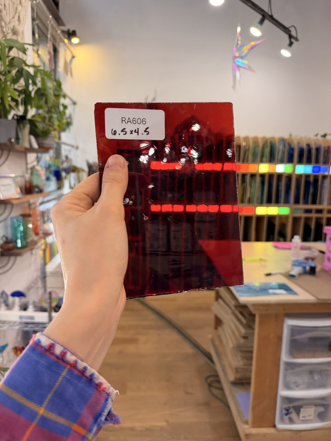 Red on Clear Flash Glass Mouthblown Sheet Glass – RA606