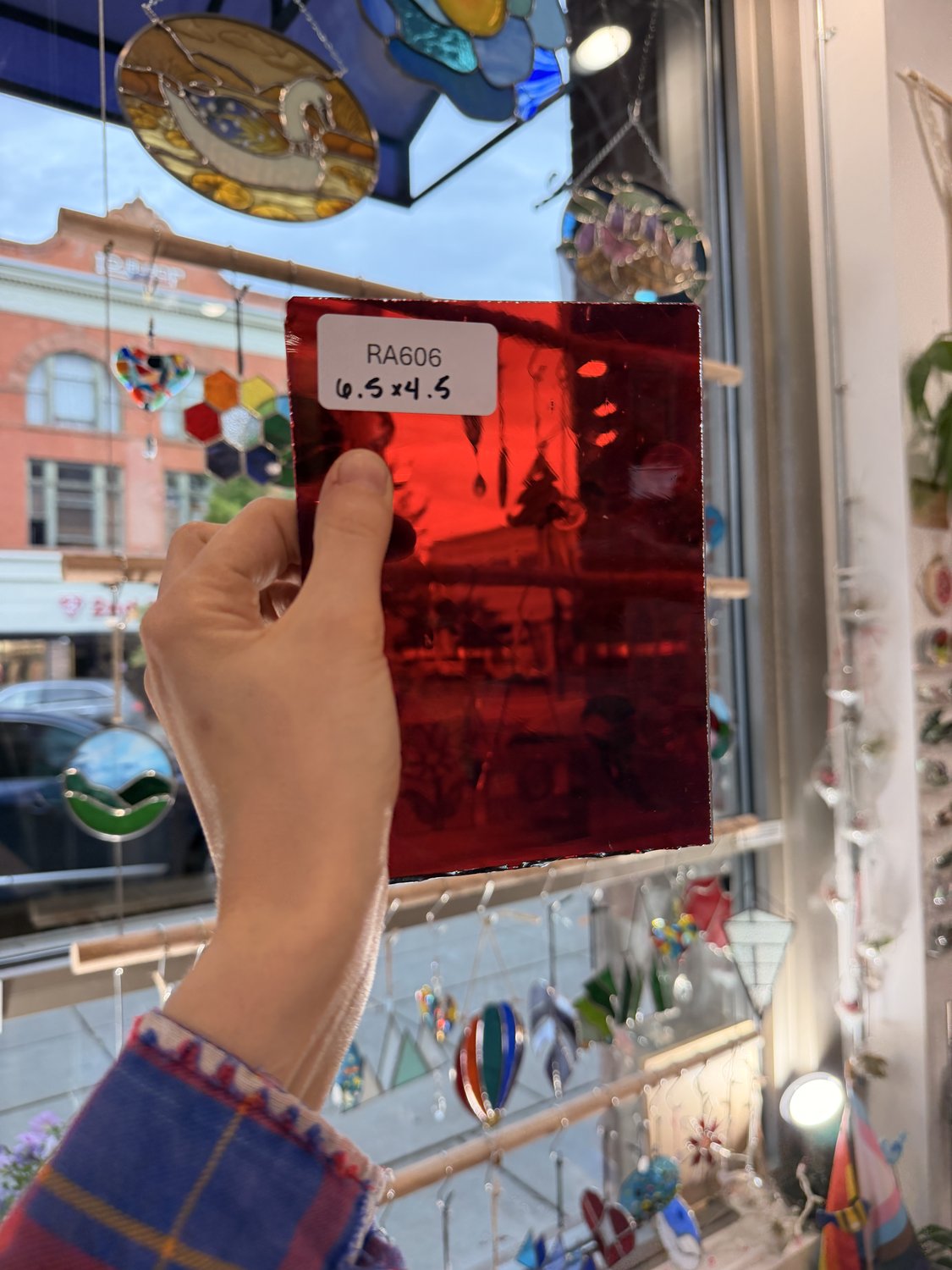 Red on Clear Flash Glass Mouthblown Sheet Glass – RA606